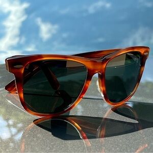 RARE VTG RAY BAN B & L WAYFARER II Tortoise Shell G15 Lens USA Sunglasses OS